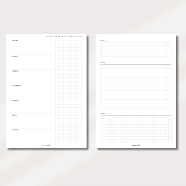 Weekly Horizontal List & Notes PRINTABLE Inserts - 8Lotus