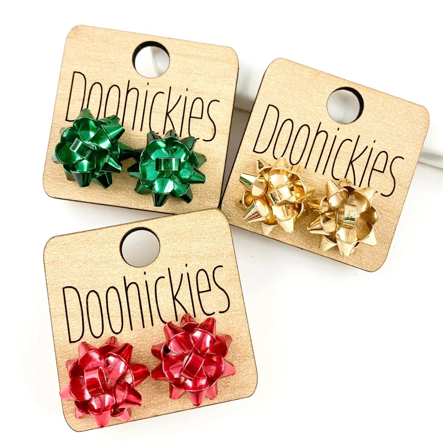 18mm Christmas Gift Bows Stud Earrings