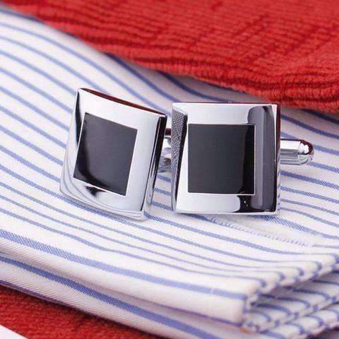stainless steel black square cuff links