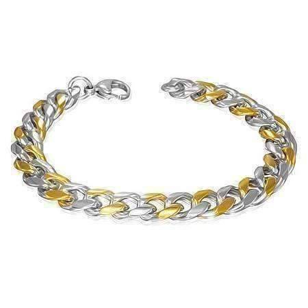 gold silver stainless steel link men's chain bracelet