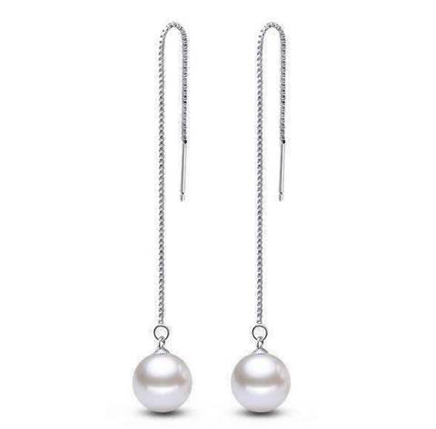 thread pearl silver casual earrings
