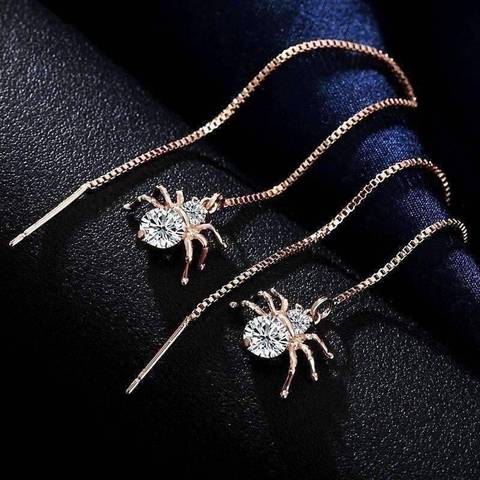 thread spider gemstone diamond bug insect earrings