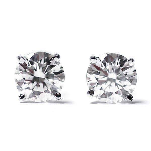 Genuine 0.22CTW Diamond Stud Earrings 14K White Gold by Feshionn IOBI