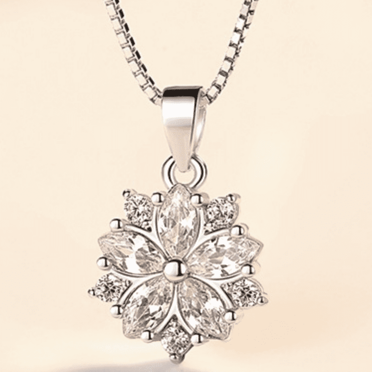 Azalea Blossoms Cubic Zirconia 14K White Gold Plated Necklace for Wome ...