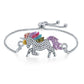 14K White Gold Plated Rainbow Crystal Unicorn Shiny And Sparkly Bracelet for Woman Special Occasion Birthday Holiday