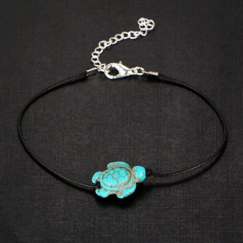 Green Sea Turtle Turquoise Bead Anklet for Woman or Teens Casual or Beach Wear