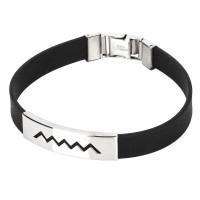 Black Band Silicone Bracelet with Stainless Steel Cut Out Designs ~ Choose Your Design