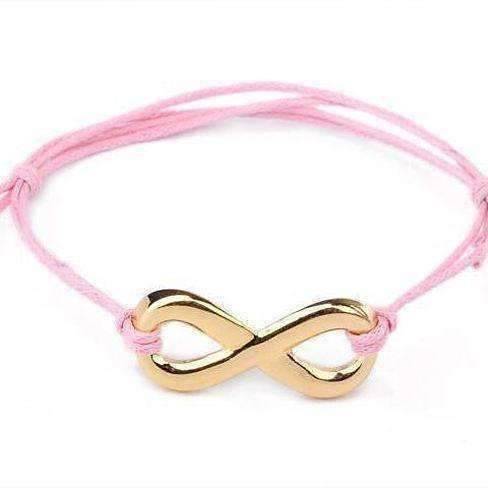 Pink and Gold Tone Infinity Friendship Bracelet for Women or Teen ...
