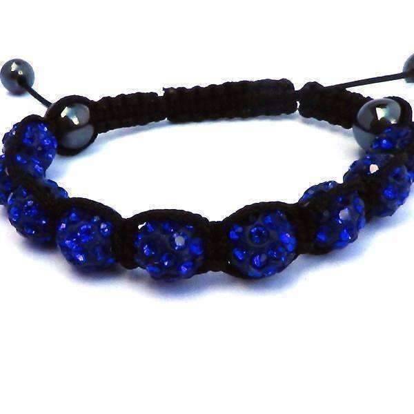 Sparkly Blue Crystals Hand Made Shamballa Bracelet - Feshionn IOBI