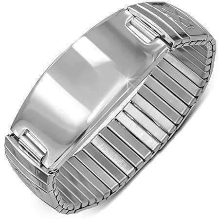 Shamrock Engravable Stainless Steel Stretch Link Bracelet