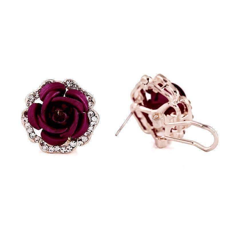 Golden Reflections Metallic Rose Lever Back Stud Earrings - in Four Co ...