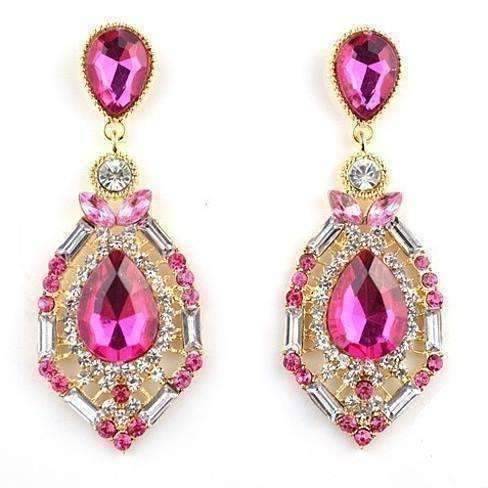 Pink Alexandria Crystal Drop Earrings – Feshionn IOBI