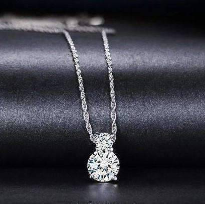 Wish Upon A Star 14K White Gold Plated Round Cut Cz Necklace and