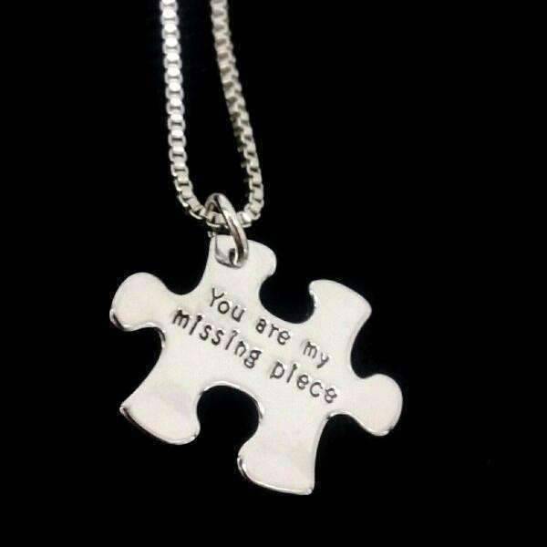 You Are My Missing Piece Inspirational Stamped Puzzle Charm Necklace Feshionn Iobi