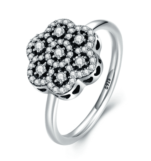 Sparkling Petals CZ Sterling Silver Flower Ring