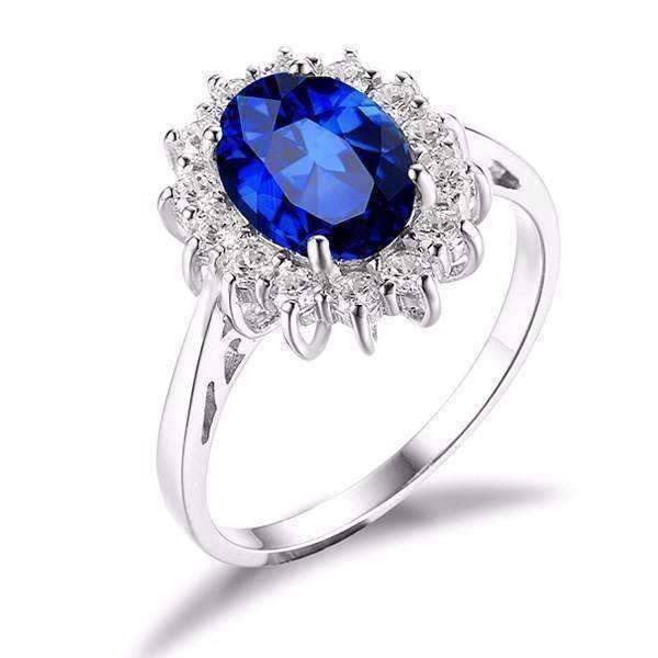 Swiss Blue Halo Oval Cut 2.5CT Simulated Sapphire Silver IOBI Precious ...