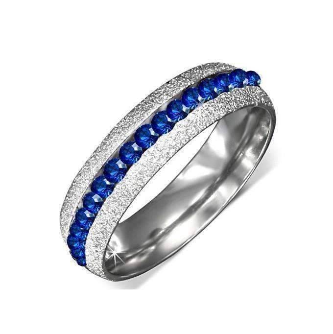 Luxury Blue Sandblasted Stainless Steel Eternity Ring - Feshionn IOBI