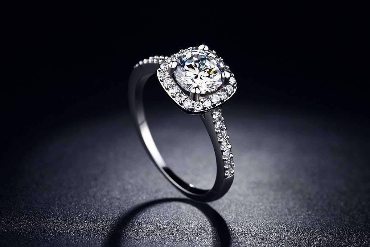 Dazzling Halo 2 CT Cushion Cut Simulated Diamond Ring | Feshionn IOBI