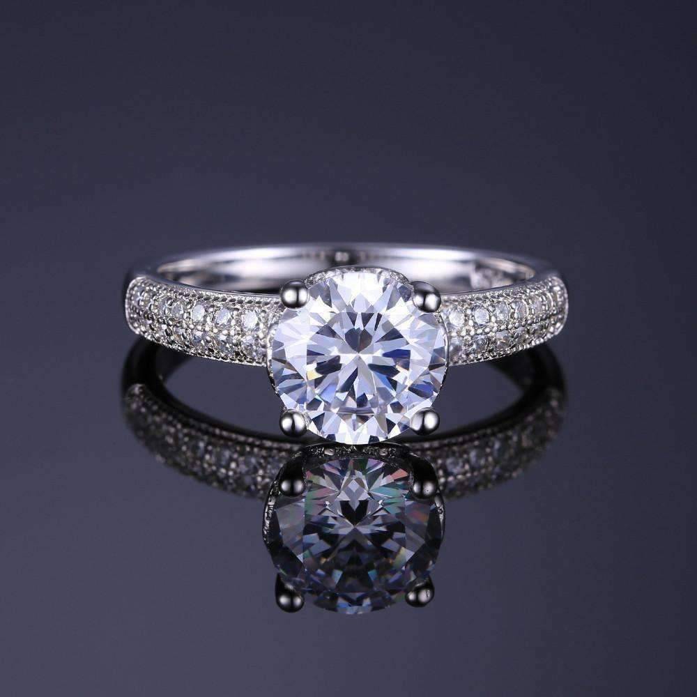 Euphoria High Mount Cathedral Cubic Zirconia and Pavé Solitaire Ring f ...