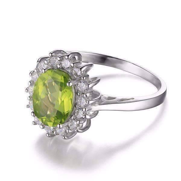 Milan Green Halo Oval Cut 2.5CT Genuine Peridot IOBI Precious Gems Ring