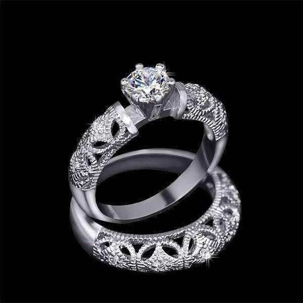 ON SALE  Art Deco Inspired Milgrain Filigree Band and CZ 