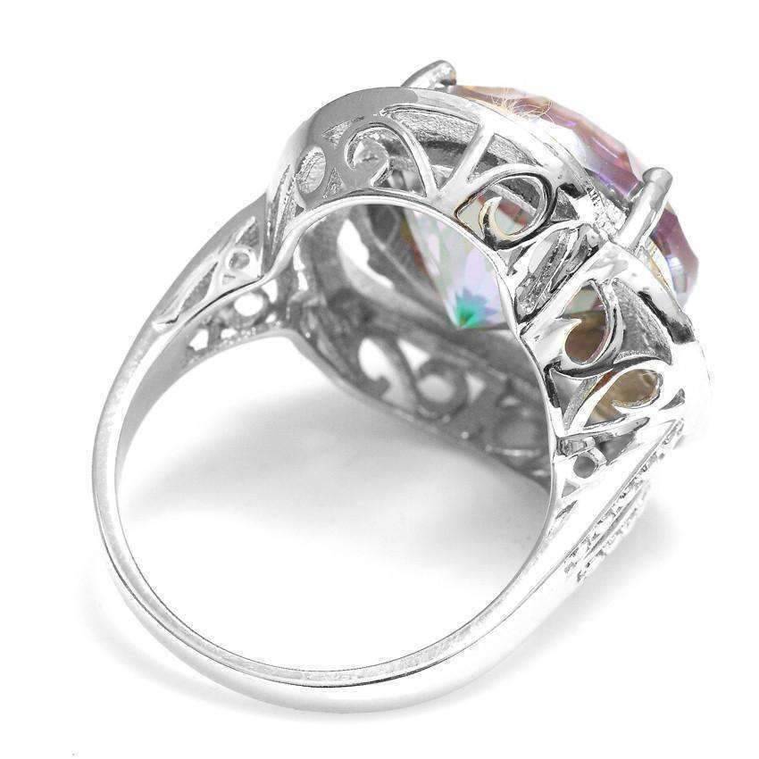 Regalia Genuine Rainbow Fire Mystic Topaz 15CT IOBI Precious Gems Ring ...