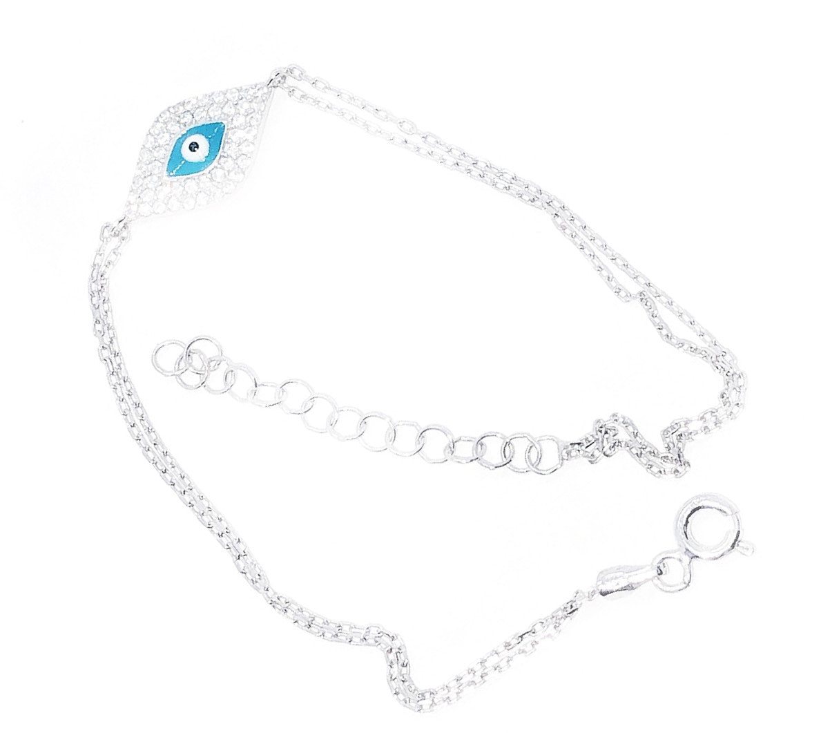 Charming Evil Eye CZ & Sterling Silver Bracelet