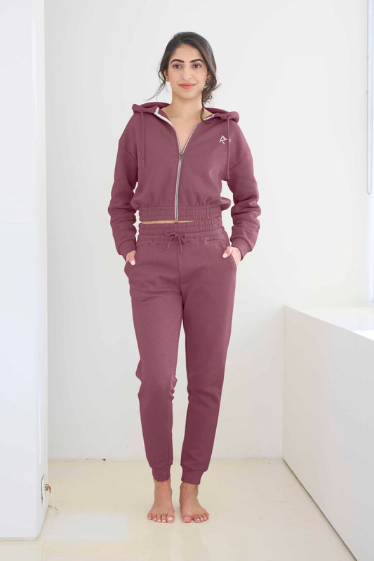 Women Hoodie & Sweatpants Set Girls Zip-up Drawstring Hoodies