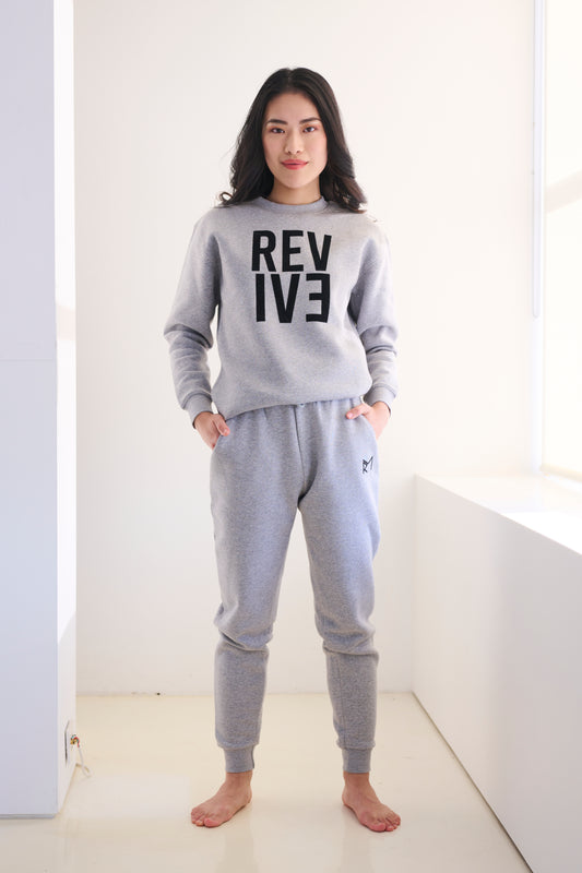Two Piece Lounge Set. Oversized Hoodie + Jogger - Grey Heather – Revive  Goods.