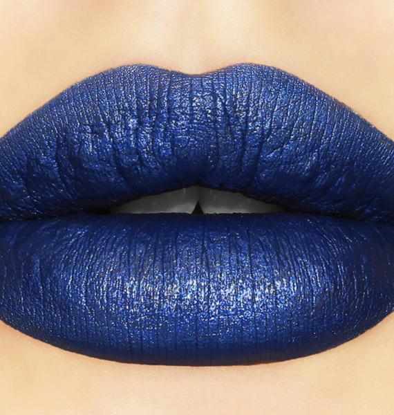 blue matte lipstick