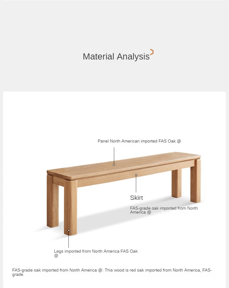 Oak Solid Wood Long Nordic Modern Bench - Image 11