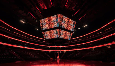 Full-stage indoor LED screens being used in sporting events