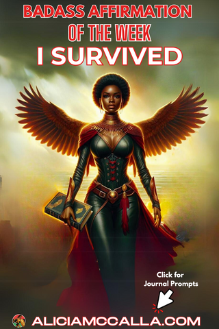 Black woman with wings emerging from a fiery battlefield.