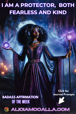 Ebony Elf Sorceress Holding Purple Magic Badass Affirmation of the Week I am a Proetector Both Fearless and Kind