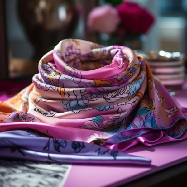 Foulard en soie avec motif floral