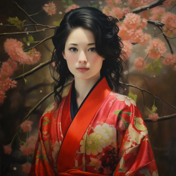 Jeune fille en kimono de soie japonais traditionnel