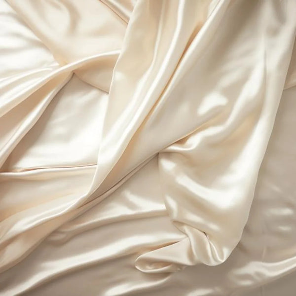 Texture satinée chatoyante de drap de lit en soie avec reflets