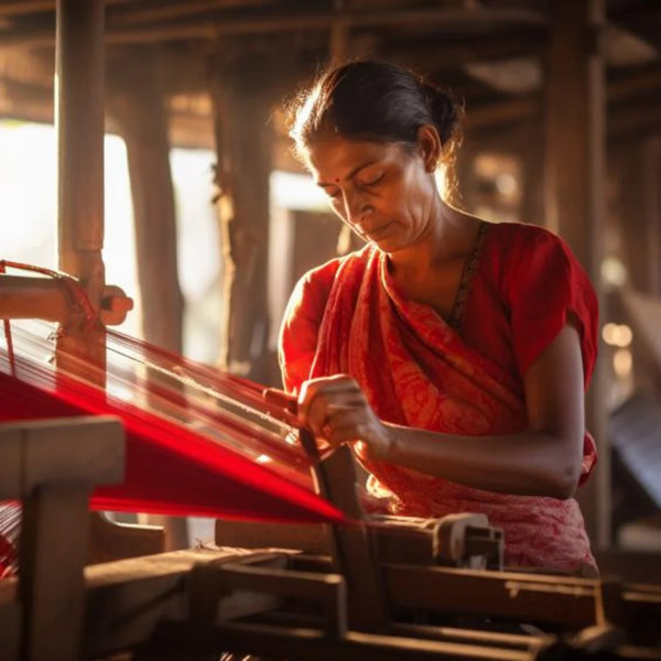 Tissage artisanal de la soie femme indienne