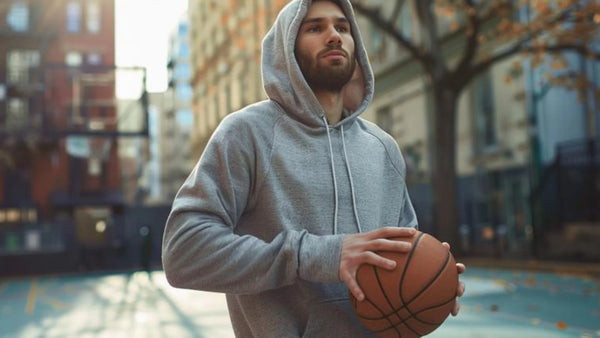 homme sweat capuche gris sport