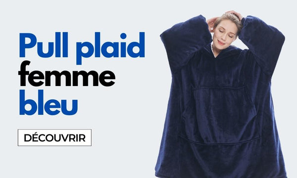 pull plaid polaire bleu