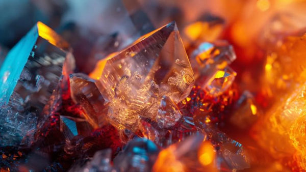 zoom sur les cristaux de sodium acetate de la chaufferette