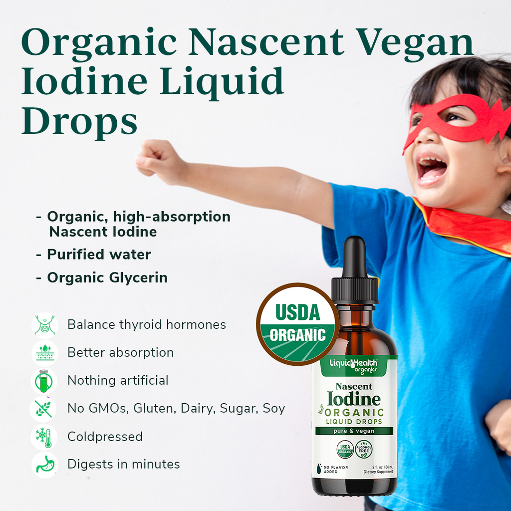 Organic Nascent Vegan Iodine Liquid Drops for Brain Health