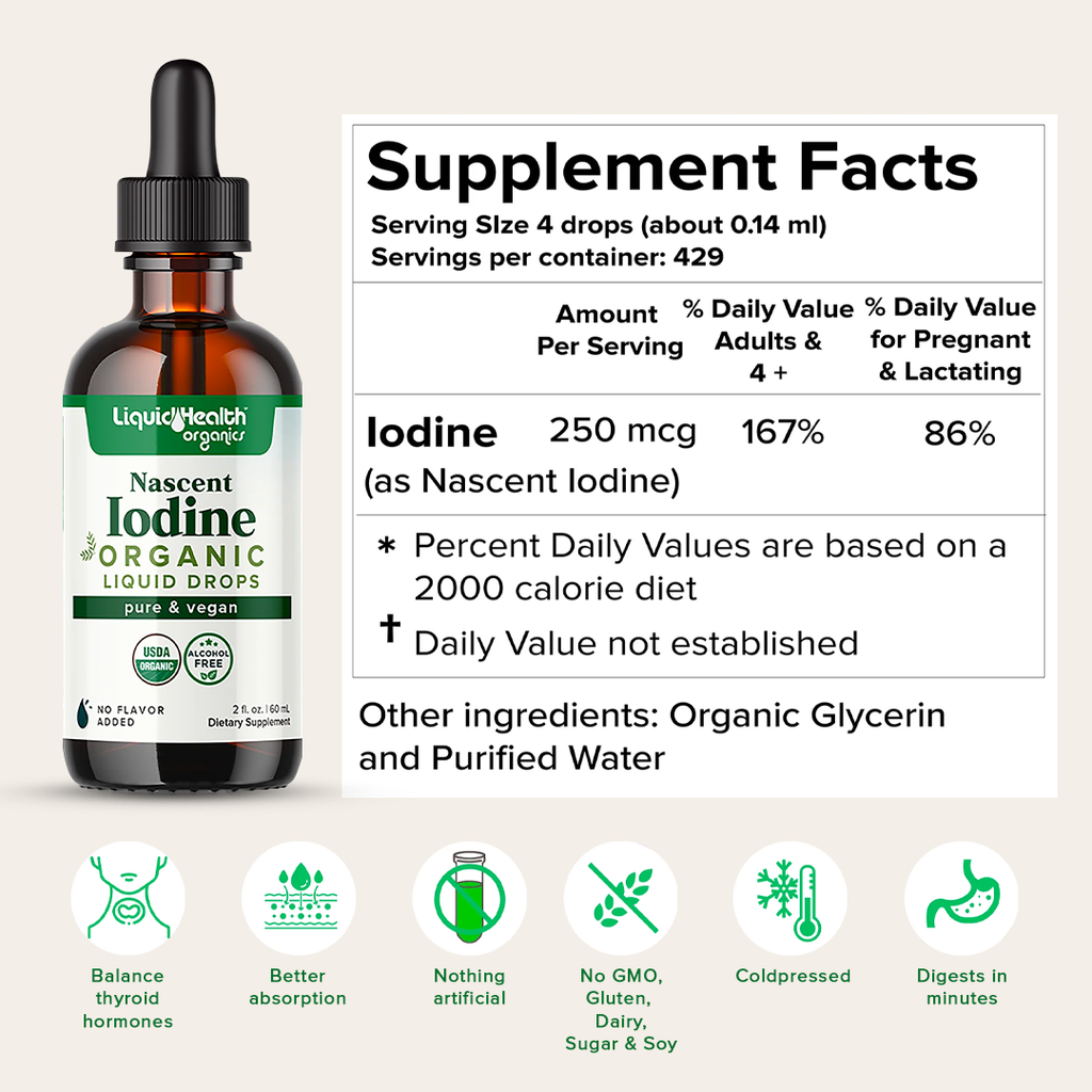 Liquid Health's Organic Nascent Vegan Iodine Liquid Drops