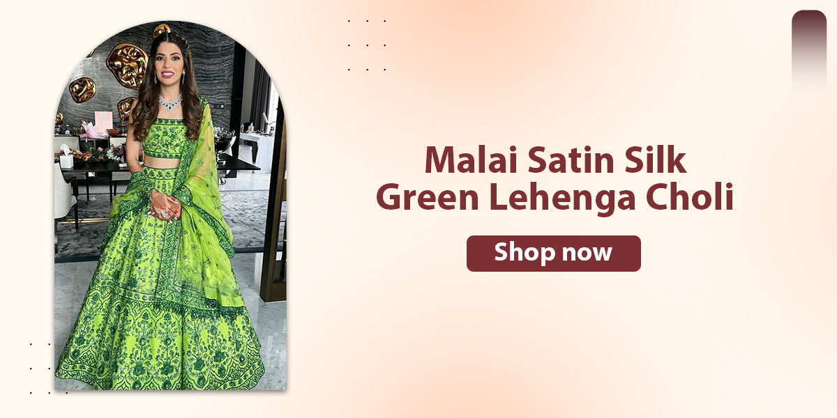 Malai Satin Silk Green Lehenga Choli