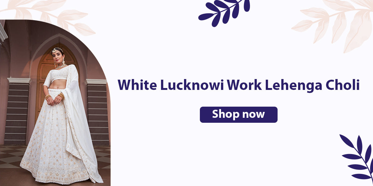White Lucknowi Work Lehenga Choli