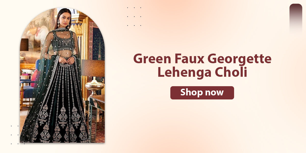Green Faux Georgette Lehenga Choli