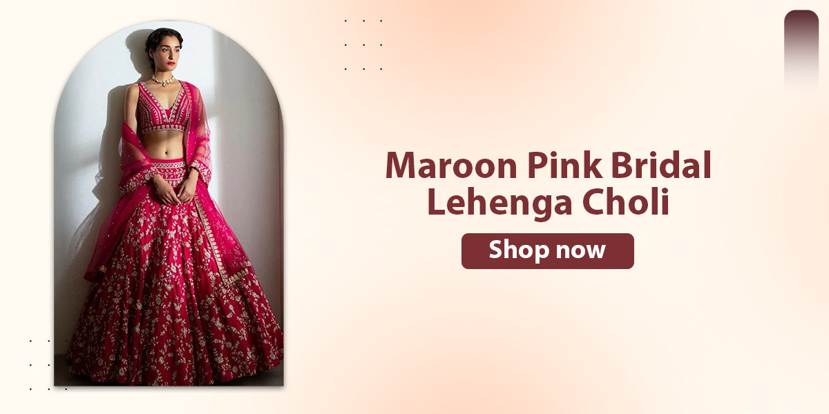  Maroon Pink Bridal Lehenga Choli