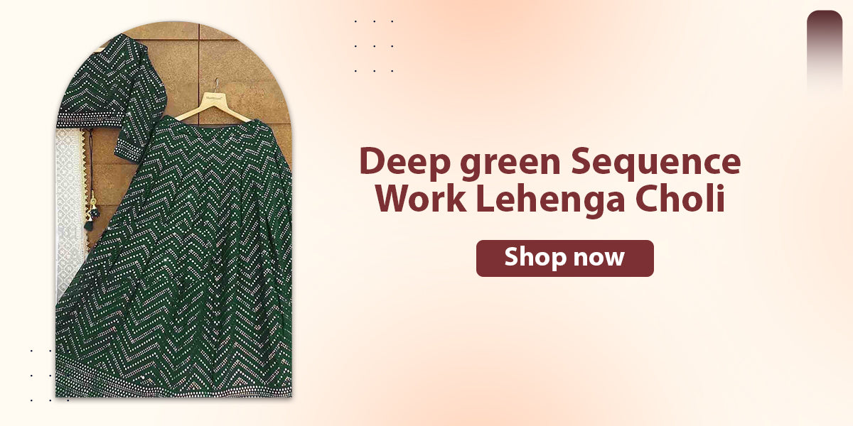  Deep green Sequence Work Lehenga Choli