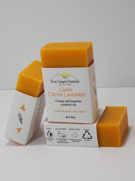 Pure Unscented Castile Bar Soap for sensitive skin and baby 3.8oz Bar