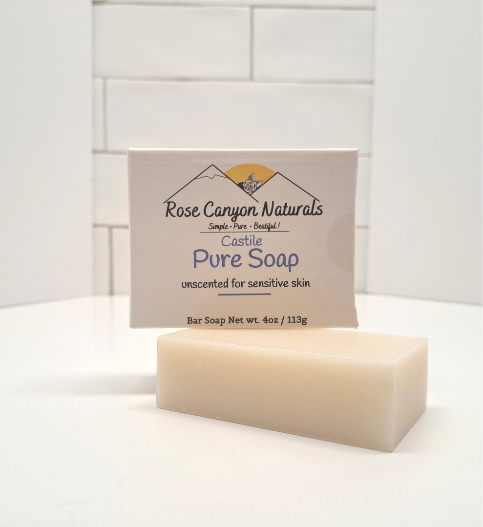 Pure Castile Soap 3.8oz Bar - unscented for sensitive skin